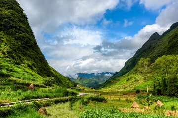 Landscape of Ma Pi Leng pass in Dong Van district, Ha Giang province, Vietnam.