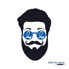 November cancer awareness Vector Design. A Man With Mustache and Beard symbolize November Awareness Month.