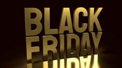  gold Black Friday text on black background for holiday shopping  3d rendering.