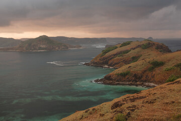 Sunrise or sunset  shot of Merese Hill in Lombok, West Nusa Tenggara. Top tourist destination in Indonesia