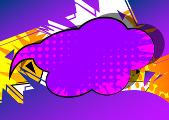 Comic book speech bubble filled with vibrant colors. Talk icon. Cartoon dialogue vector design element. Chat symbol template. Quotation balloon sticker silhouette.