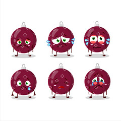 Christmas ball dark purple cartoon character with sad expression