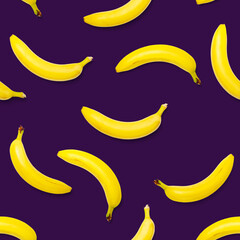 Bananas seamless pattern. pop art bananas pattern. Tropical abstract background with banana. Colorful fruit pattern of yellow banana