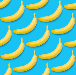Bananas seamless pattern. pop art bananas pattern. Tropical abstract background with banana. Colorful fruit pattern of yellow banana