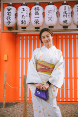Girls Wearing Kimono in Kyoto, Spring  Japan