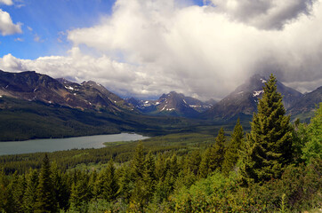 Montana - Imposing Clouds over Highway 89 & Mountains by St. Mary Lake on the way to Going to the Sun Road