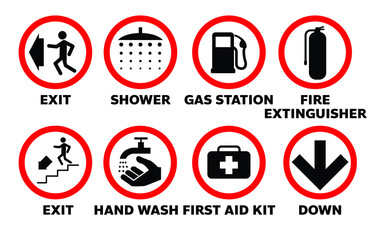 set of sign information symbol of exit gas station in vector eps10