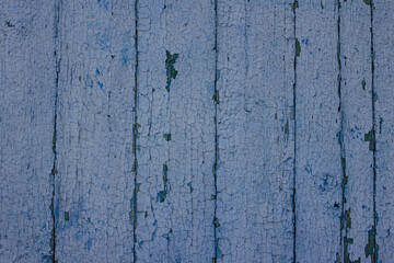 wooden background from old blue painted planks with peeling paint. vintage background