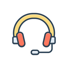 Color illustration icon for headset