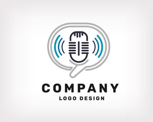 podcast chat line art classic drawing art logo symbol design illustration