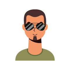 young man with beard and sunglasses avatar character flat style