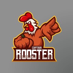 chicken rooster mascot logo design for fried chicken restaurant sports and gaming
