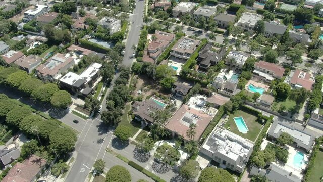 Beverly Hills Luxury Homes With Pools Aerial Shot R California USA