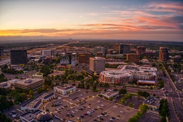 Aerial View of The Denver Tech Center (DTC) located in The Denver, Colorado Metro. - obrazy, fototapety, plakaty