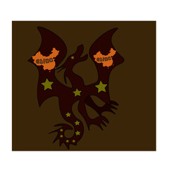 red dragon with painted cards china on wings and stars.