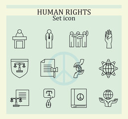 human rights line style set icons vector design