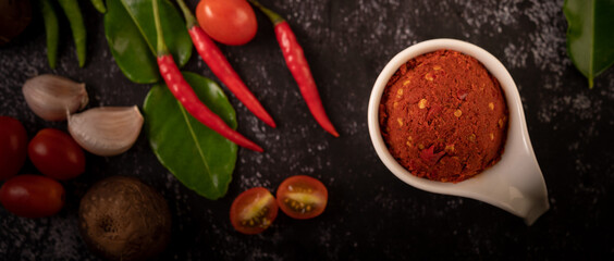 Red curry paste made from chili