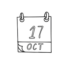 calendar hand drawn in doodle style. October 17. International Day for the Eradication of Poverty, Sweetest, date. icon, sticker, element, design. planning, business holiday