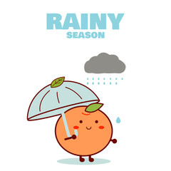 Rainy season. Cute orange style. Illustration vector.