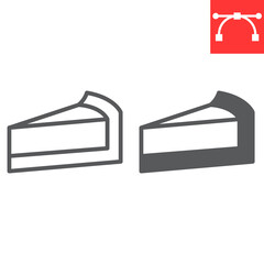 Cheesecake line and glyph icon, dessert and cake, piece of cheesecake sign vector graphics, editable stroke linear icon, eps 10.