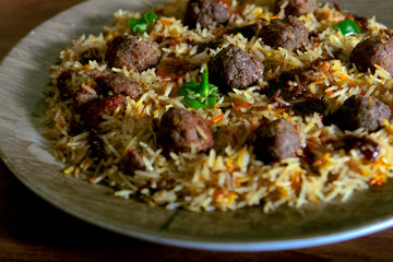 Spicy Rice  with beef in a plate