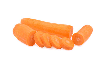 Fresh Carrots with sliced isolated on white background.