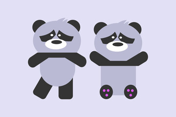 Set of Cute pandas vector design illustration