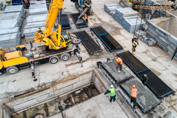 Factory for the production of reinforced concrete piles.