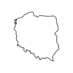 Outline map of Poland white background. Vector map with contour.