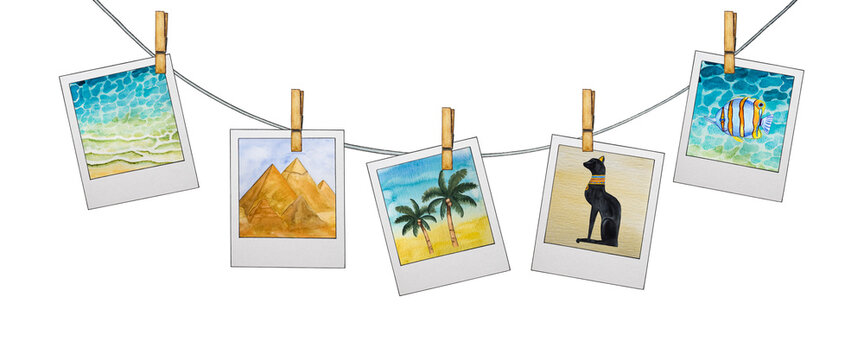 Beautiful drawings on the Egyptian theme. Greeting card. Close-up