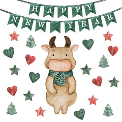 Beautiful New Year and Christmas decorations. Greeting card. Close-up