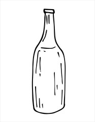 Glass bottle, outline, Vector illustration,hand drawn