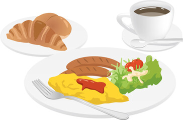 朝食のイメージイラスト（洋食）