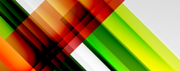 Geometric abstract backgrounds with shadow lines, modern forms, rectangles, squares and fluid gradients. Bright colorful stripes cool backdrops