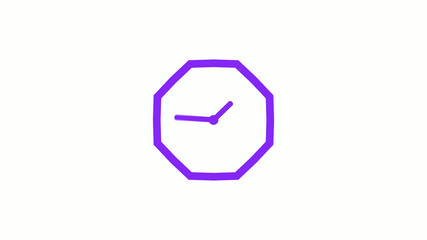 Amazing purple color counting down 12 hours clock icon  without trick,clock icon