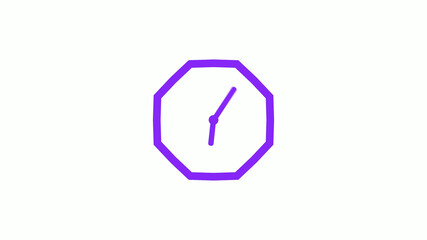 Amazing purple color counting down 12 hours clock icon  without trick,clock icon