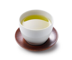 Green tea on a white background