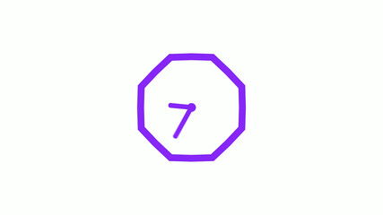 New purple color counting down 12 hours clock icon on white background,12 hours clock isolated