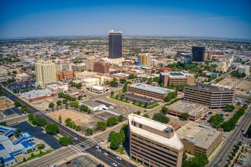 Aerial View of Downtown Amarillo, Texas in Summer