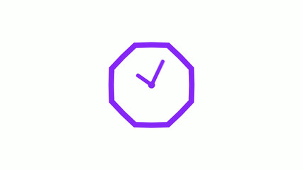 New purple color counting down 12 hours clock icon on white background,12 hours clock isolated
