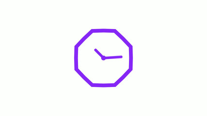 New purple color counting down 12 hours clock icon on white background,12 hours clock isolated