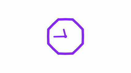 New purple color counting down 12 hours clock icon on white background,12 hours clock isolated