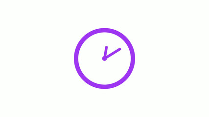 New purple color 12 hours counting down clock isolated on white background,clock icon