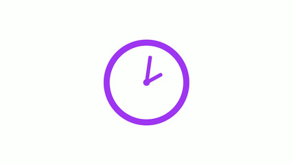 Best purple color circle clock isolated on white background,12 hours clock icon without trick