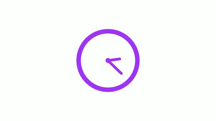 Best purple color circle clock isolated on white background,12 hours clock icon without trick