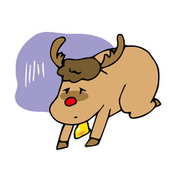 落ち込むトナカイ　クリスマス