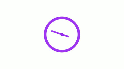 Best purple color circle clock isolated on white background,12 hours clock icon without trick