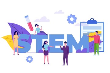 Fototapeta na wymiar STEM concept. Science, technology, engineering, mathematics. Vecnor illustration