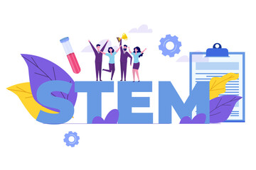 Fototapeta na wymiar STEM concept. Science, technology, engineering, mathematics. Vecnor illustration