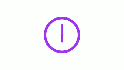 Best purple color circle clock isolated on white background,12 hours clock icon without trick